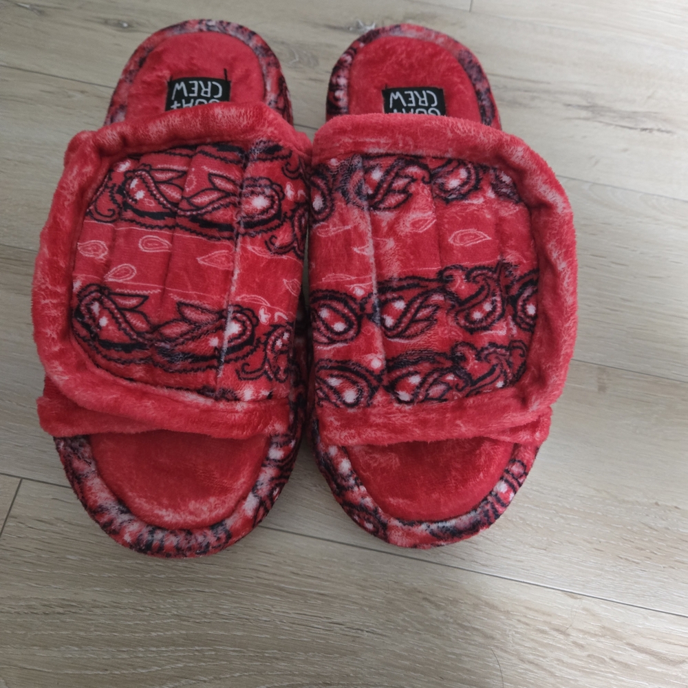 Red Fuzzy Slippers - Picture 2 of 4